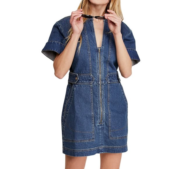 free people dream on denim mini dress